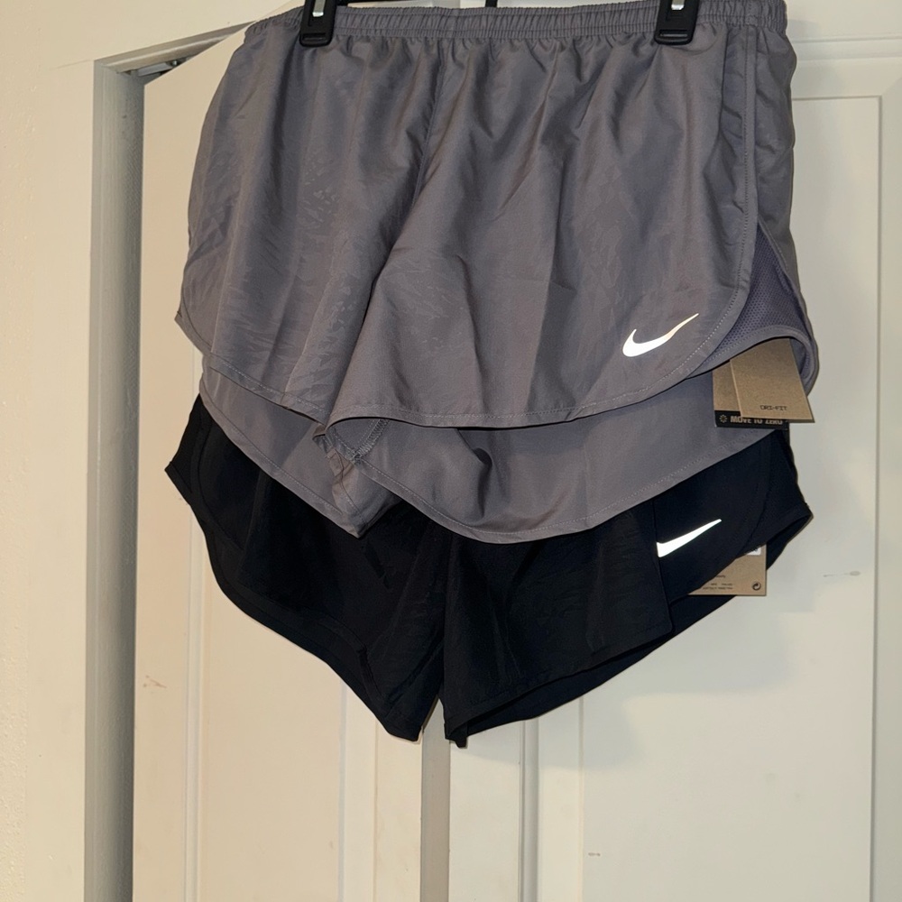 Nike Women's Gray and Black Running Shorts